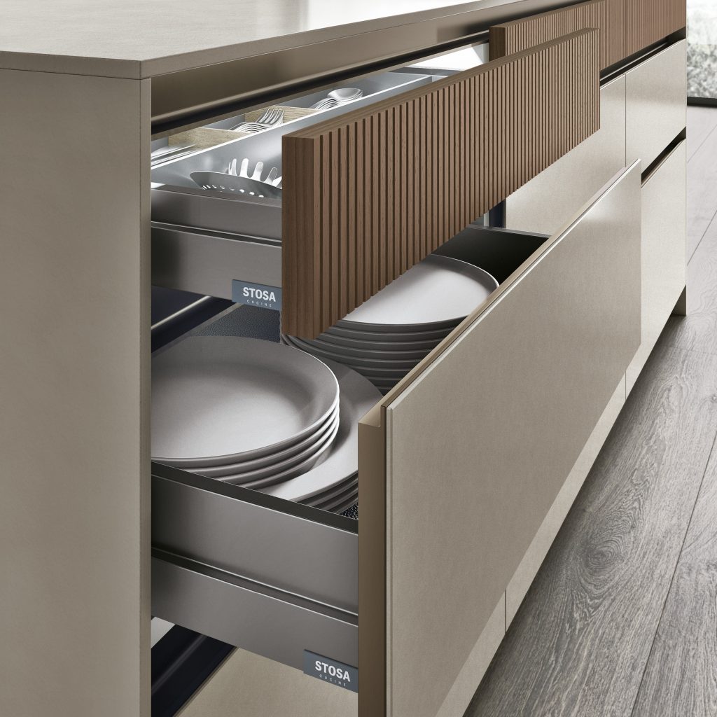 04. Cassetto H. 12 cm in Noce Elegant Cannettato